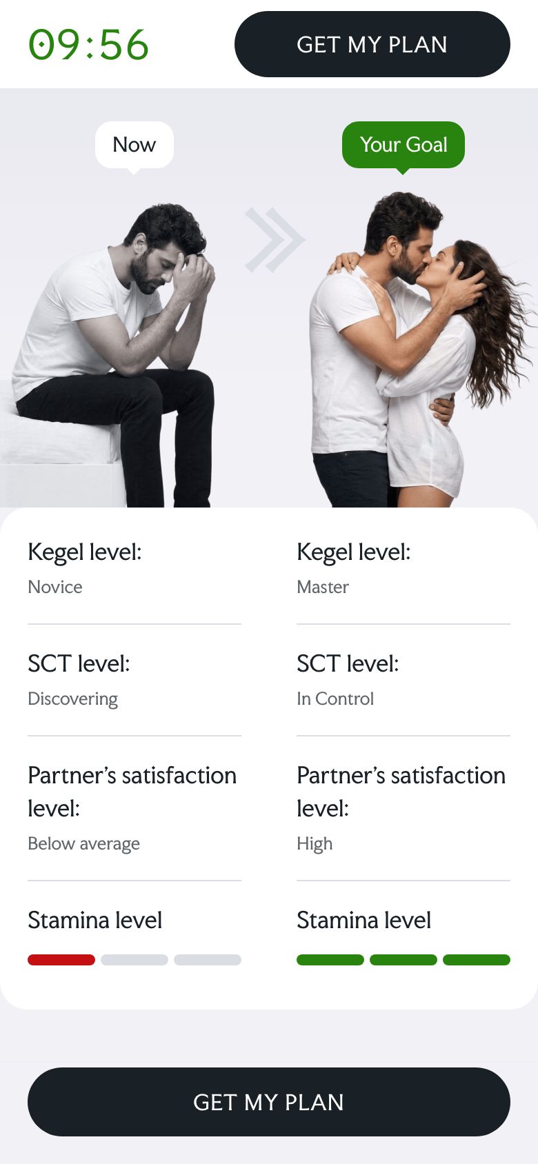 Checkout page showing the current state and the goal state